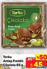 TORKU ANTEP FISTIKLI SÜTLÜ ÇİKOLATA 65 G